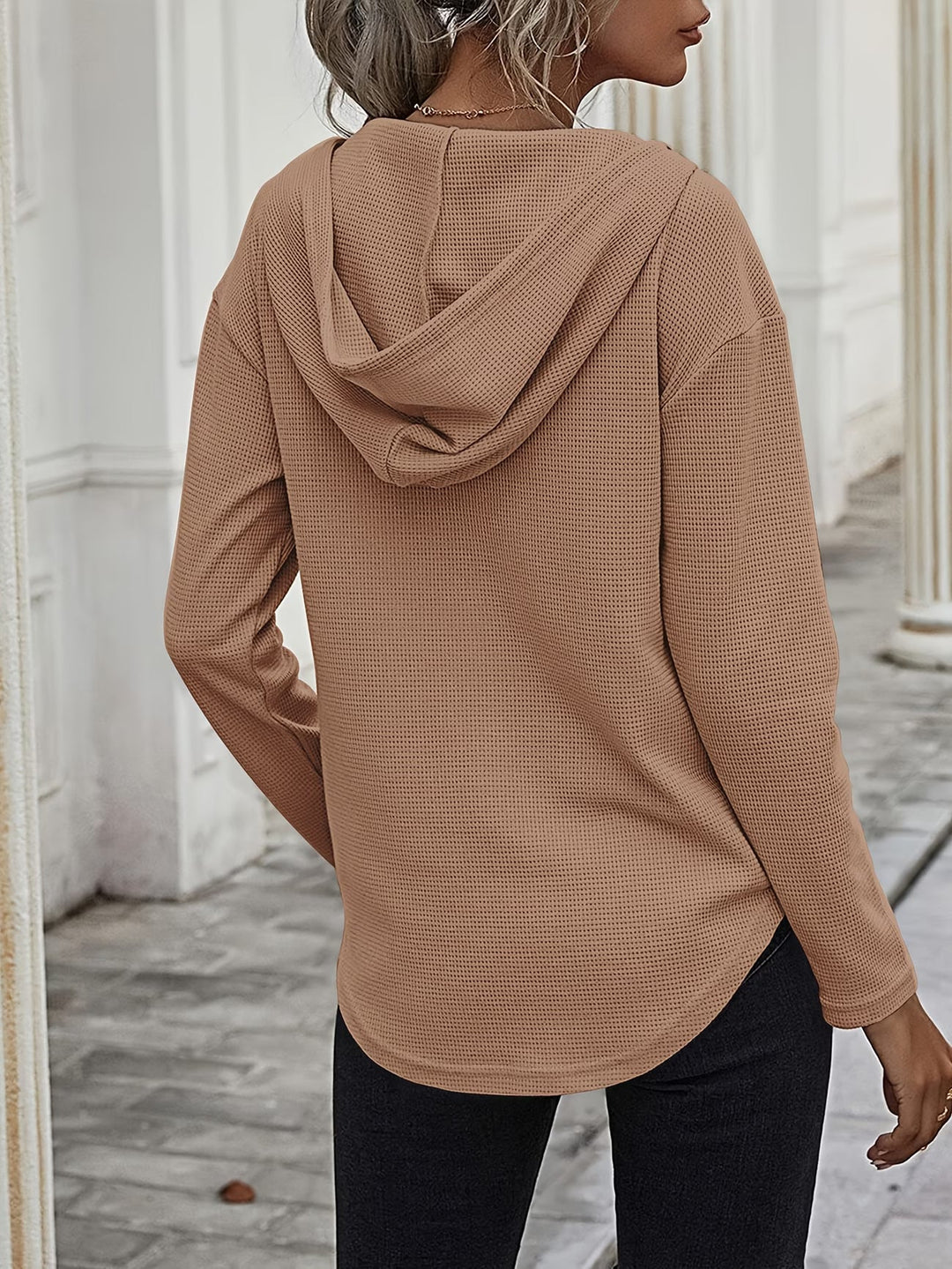 Seonie – Bluza Z Kapturem, Długim Rękawem I Dekoltem W Serek
