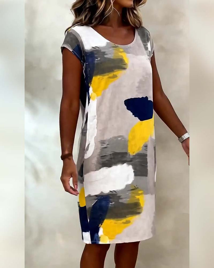 Addie – Sukienka z Okrągłym Dekoltem i Nadrukiem w Stylu Tie-dye