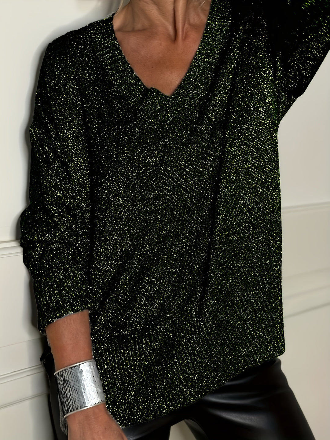 Healy – Sweter z Dzianiny z Dekoltem w Szpic