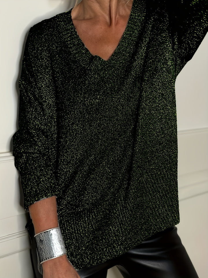 Healy – Sweter z Dzianiny z Dekoltem w Szpic