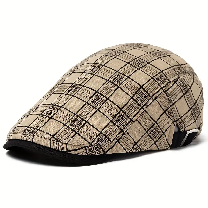 Zared – Regulowana Czapka Beretowa w Stylu vintage w Kratę