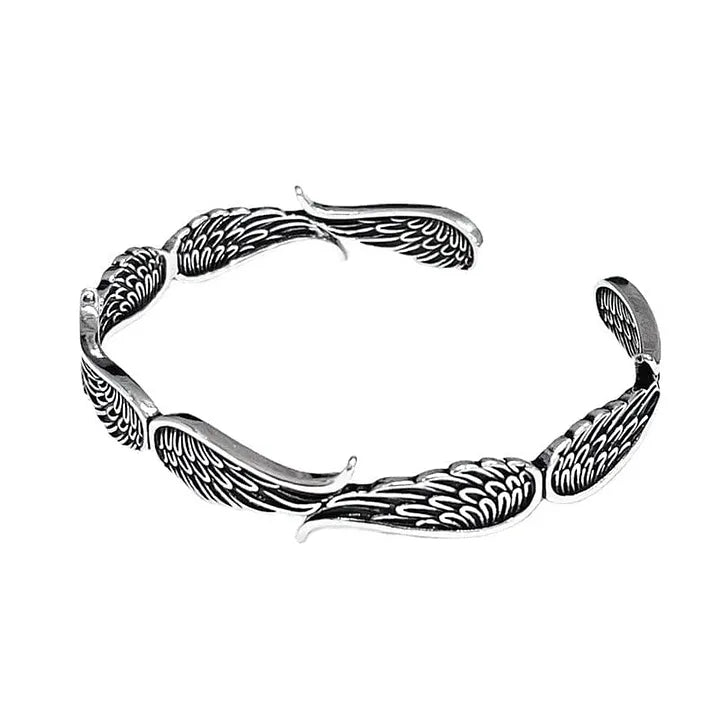 Maynard – Srebrna Bransoletka w Stylu vintage z Motywem Skrzydeł Anioła