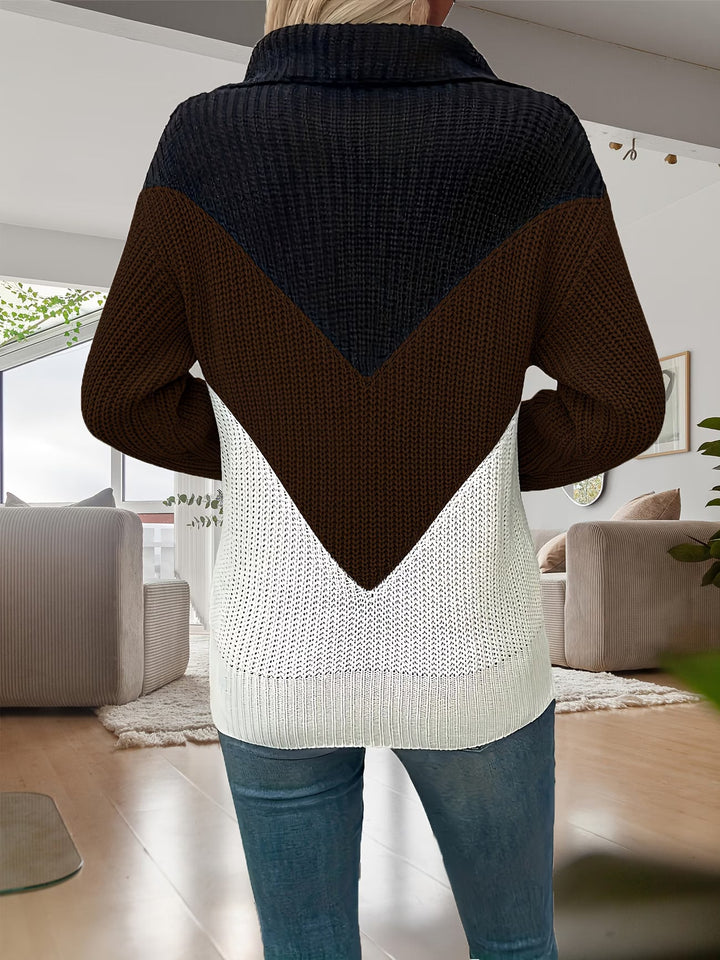 Fagina – Elegancki Sweter Z Dzianiny Z Półzamkiem