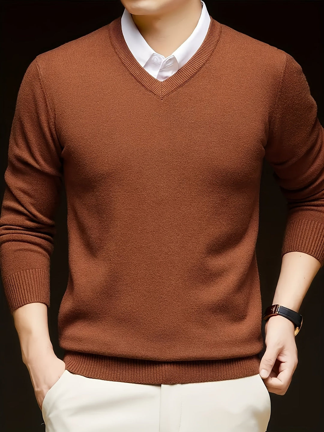 Dionysis – Sweter z Dzianiny z Dekoltem w Serek „Cross Border”