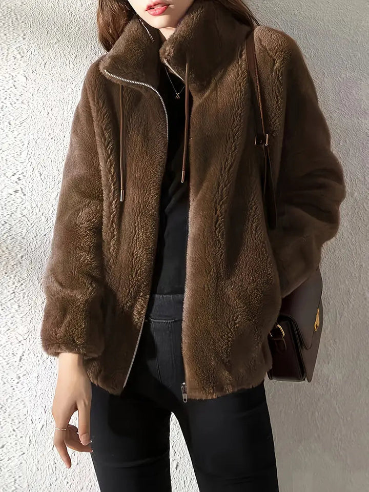 Maliza – Stylowa Kurtka z Futrzanej Polarowej Tkaniny
