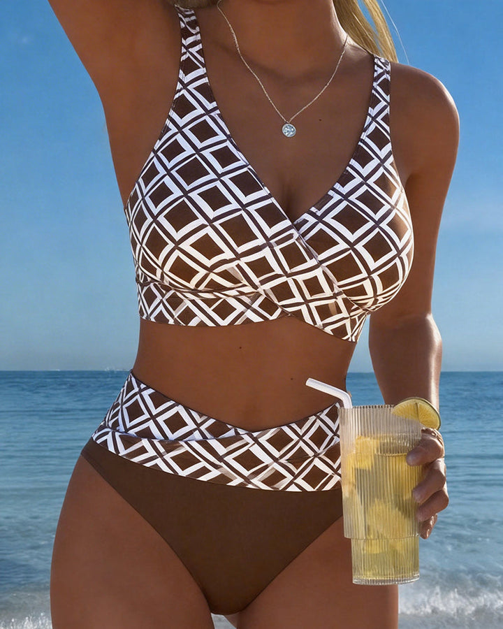 Chelvi - Eleganckie Dwuczęściowe Bikini Z Wzorem W Romby