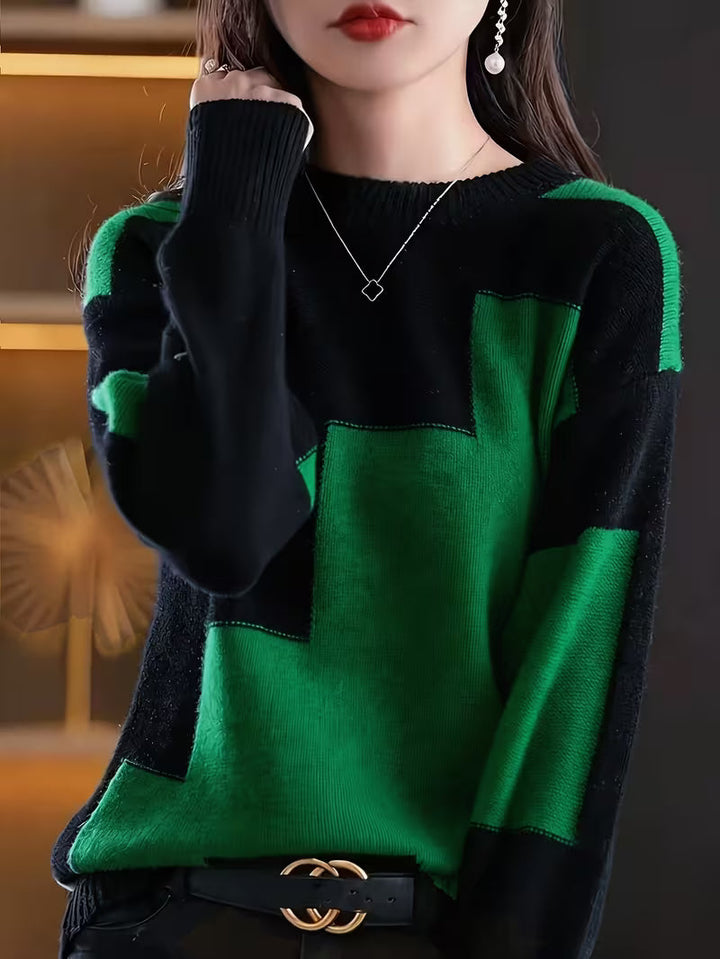 Marvelle – Sweter Z Długim Rękawem I Okrągłym Dekoltem W Stylu „Color Block”