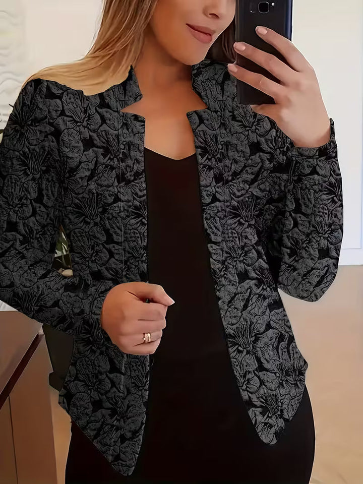 Tifany – Marynarka z Długim Rękawem w Kwiatowy Wzór