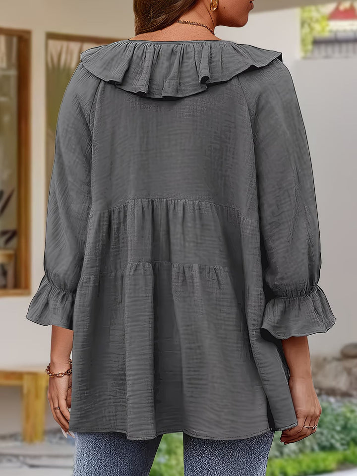 Garbine – Elegancka Bluzka z Falbaną Przy Szyi