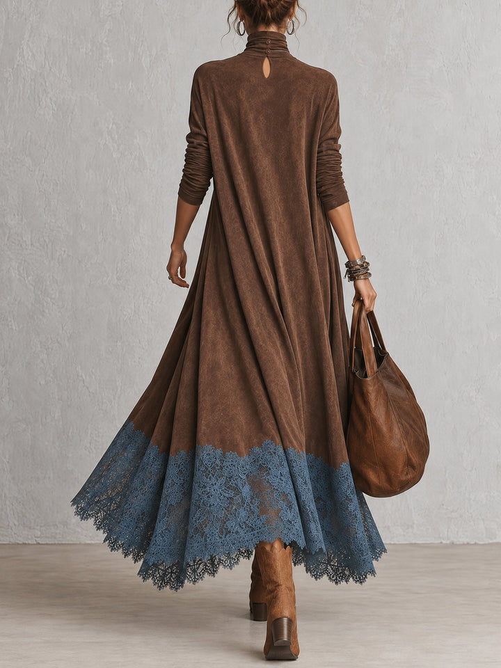 Albria – Sukienka Maxi z Długim Rękawem w Stylu Vintage