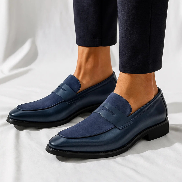 Callen – Dwukolorowe Mokasyny Typu Penny Loafers Zakładane na Nogę
