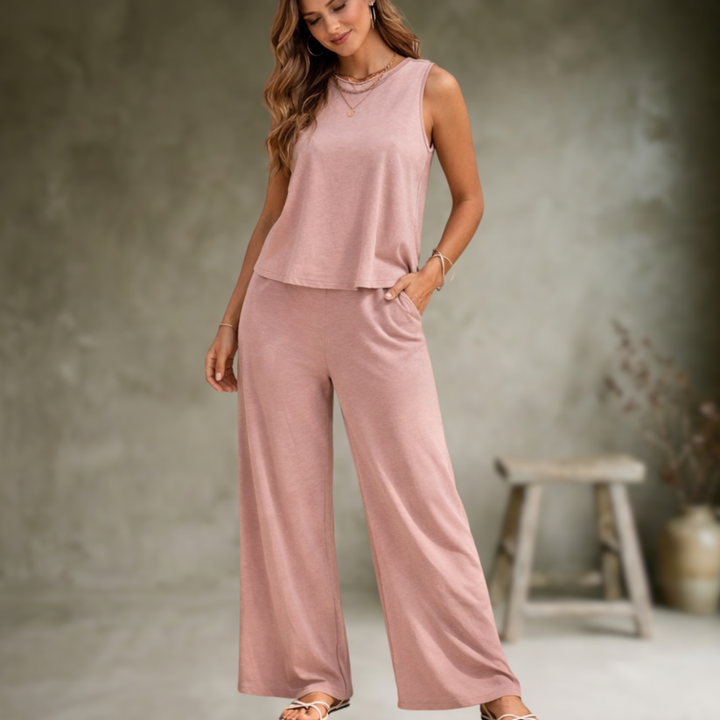 Alizeh - Elegancki Dwuczęściowy Komplet Bez Rękawów