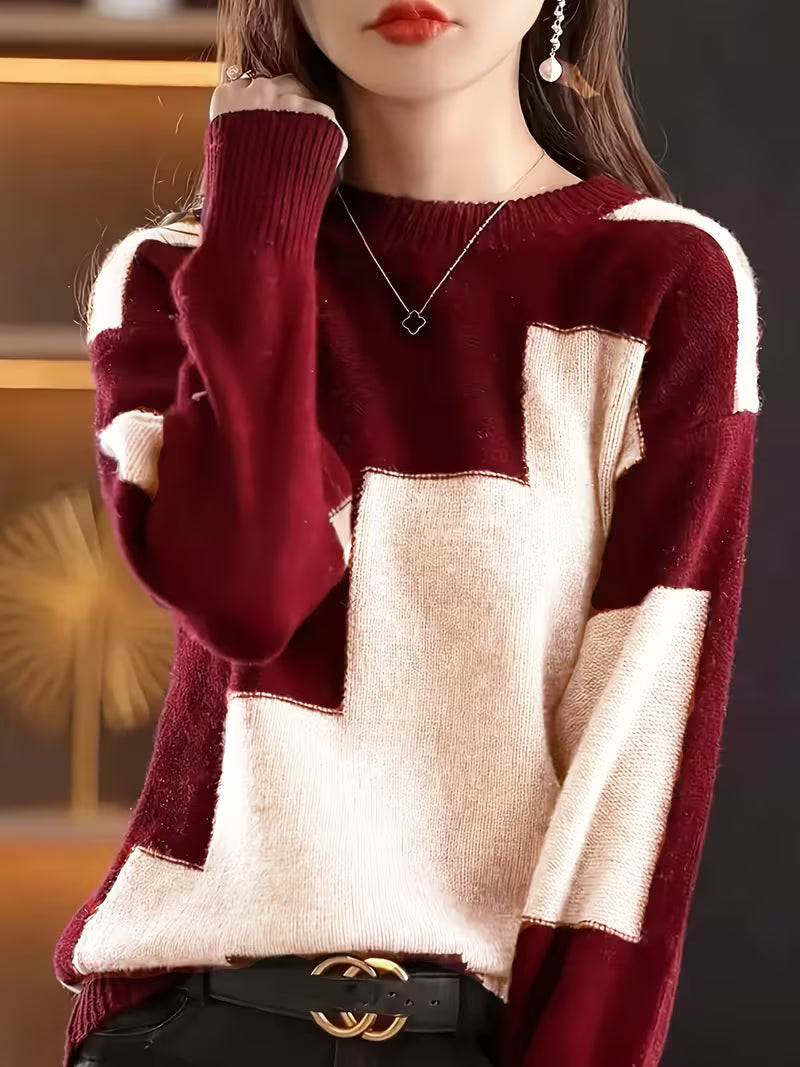 Marvelle – Sweter Z Długim Rękawem I Okrągłym Dekoltem W Stylu „Color Block”
