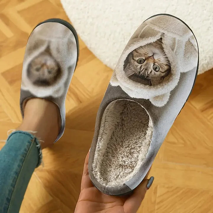 Marren - Przytulne Kapcie Typu Slip-on Z Motywem Kociej Mordki W 3d