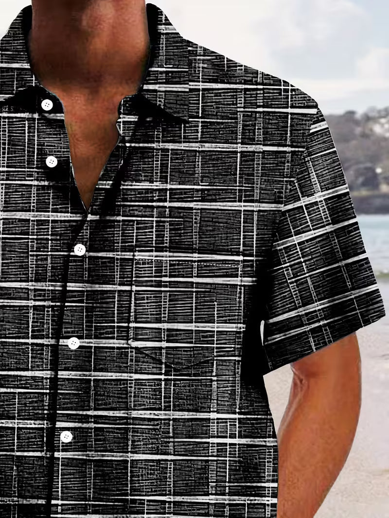 Jerrick - Koszula w Stylu Vintage z Geometrycznym Wzorem