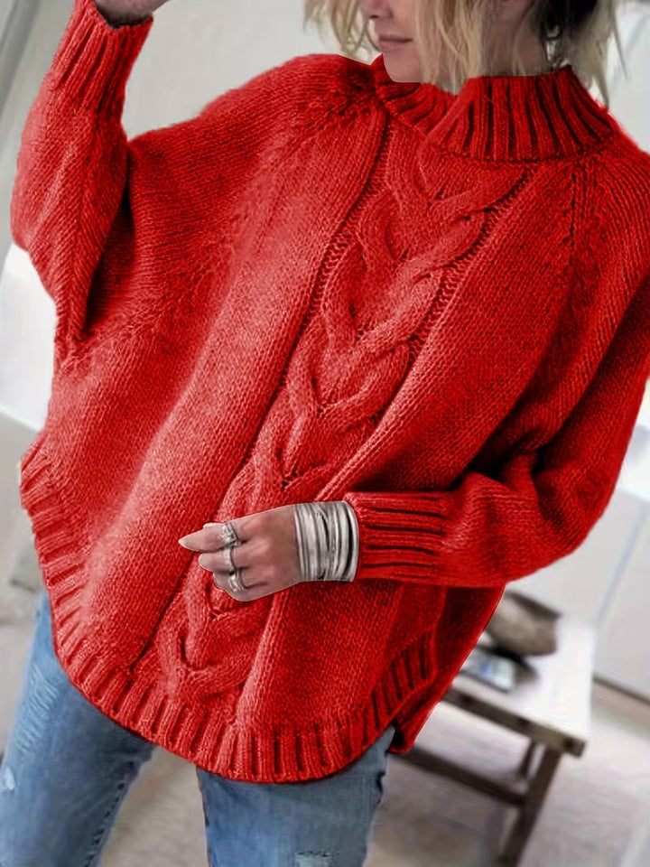 Edeltraut – Sweter z Golfem i Rękawami Nietoperzowymi