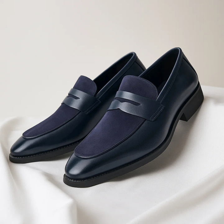 Callen – Dwukolorowe Mokasyny Typu Penny Loafers Zakładane na Nogę