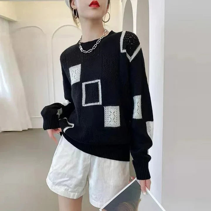 Aniska – Sweter Z Dzianiny W Kratkę