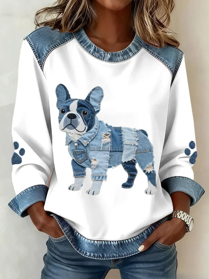 Lilah – Bluza Z Nadrukiem Jamnika I Patchworkiem