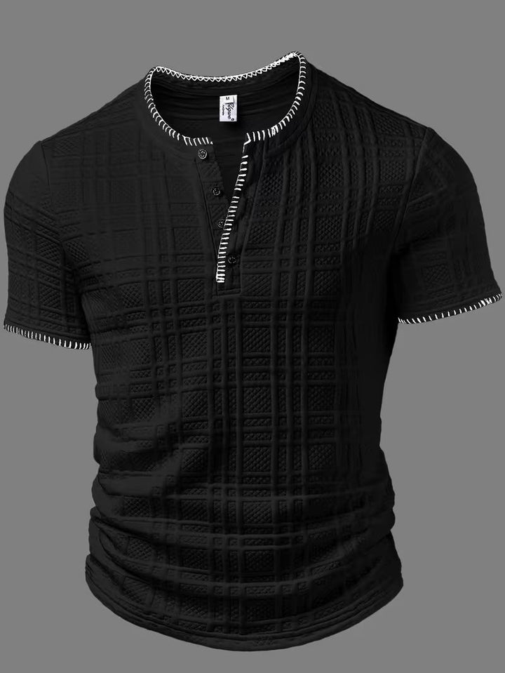 Layton – T-KoszulaTypu Henley z Krótkim Rękawem i Fakturą