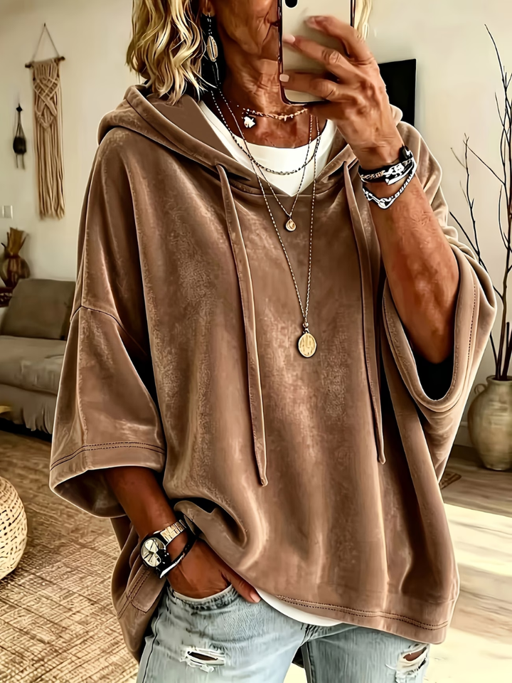 Missina – Luksusowa Bluza Z Kapturem Z Weluru W Stylu Oversize
