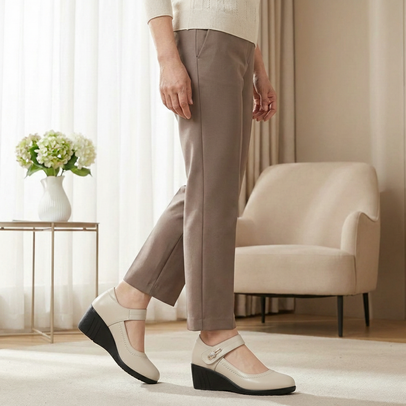 Aikaterina – Buty z Okrągłym Noskiem i Paskiem z Kamrą