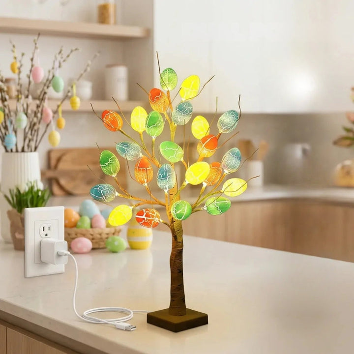SpringAura - Kolorowa Choinka Wielkanocna z Diodami LED do Swiątecznej Dekoracji Wnętrz