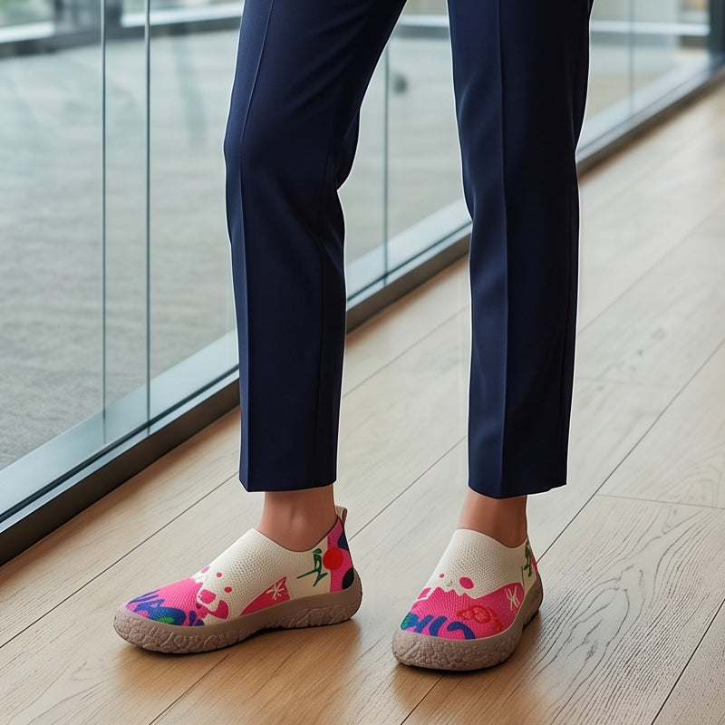 Farhia - Swobodne Buty Wsuwane Z Artystycznym Nadrukiem