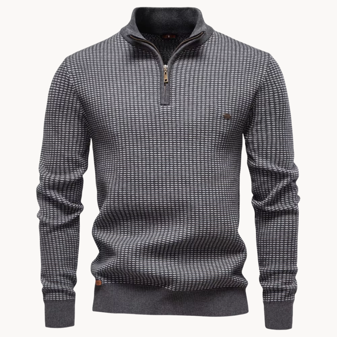 Limman – sweter z dzianiny żakardowej z półzamkiem