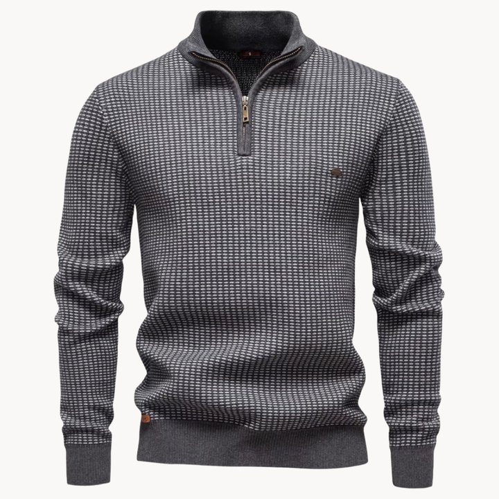 Limman – sweter z dzianiny żakardowej z półzamkiem