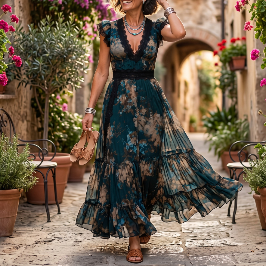 Erin – Sukienka Maxi W Kwiatowy Wzór