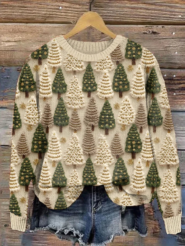 Beena – Sweter z Dzianiny z Okrągłym Dekoltem