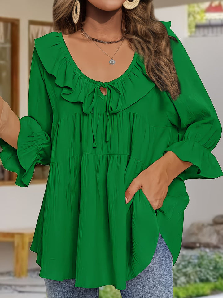 Garbine – Elegancka Bluzka z Falbaną Przy Szyi