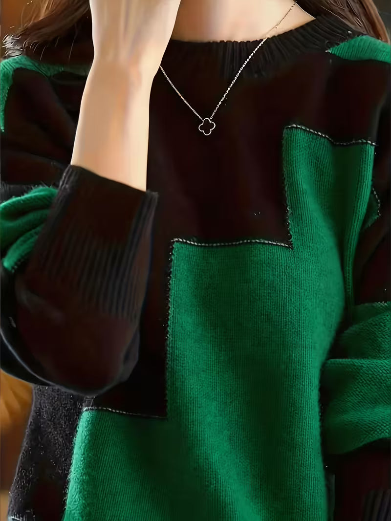 Marvelle – Sweter Z Długim Rękawem I Okrągłym Dekoltem W Stylu „Color Block”