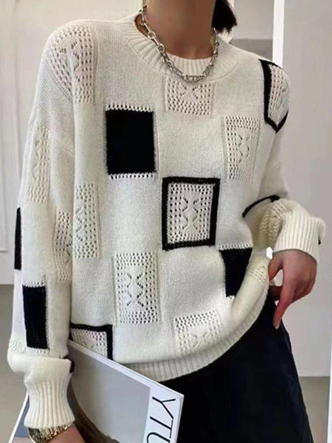 Aniska – Sweter Z Dzianiny W Kratkę