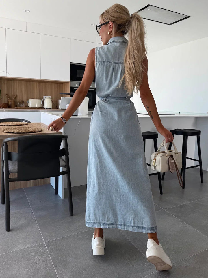 Jacinta – Stylowa Długa Sukienka z Kieszenią