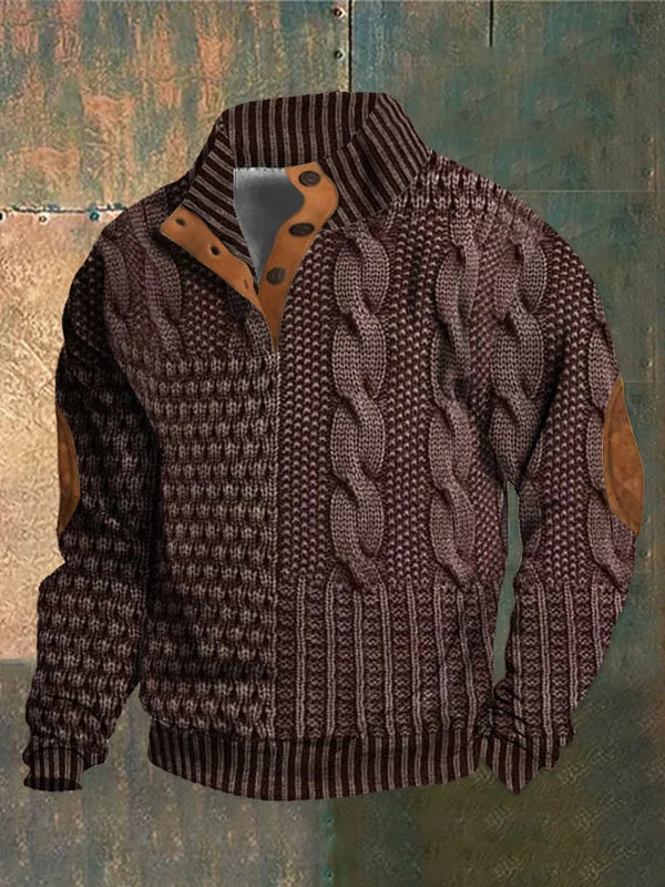 Gwydion – Sweter z Dzianiny Typu Patchwork