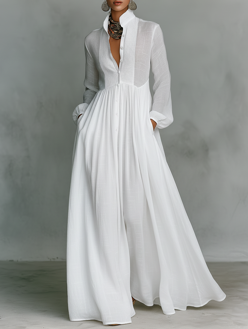 Sheilan – Elegancka Sukienka Maxi z Guzikami