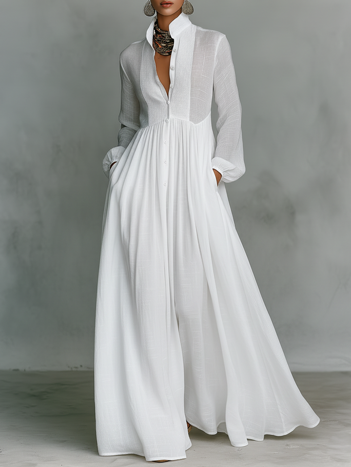 Sheilan – Elegancka Sukienka Maxi z Guzikami