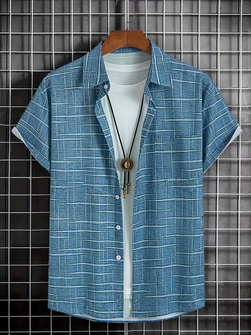 Jerrick - Koszula w Stylu Vintage z Geometrycznym Wzorem
