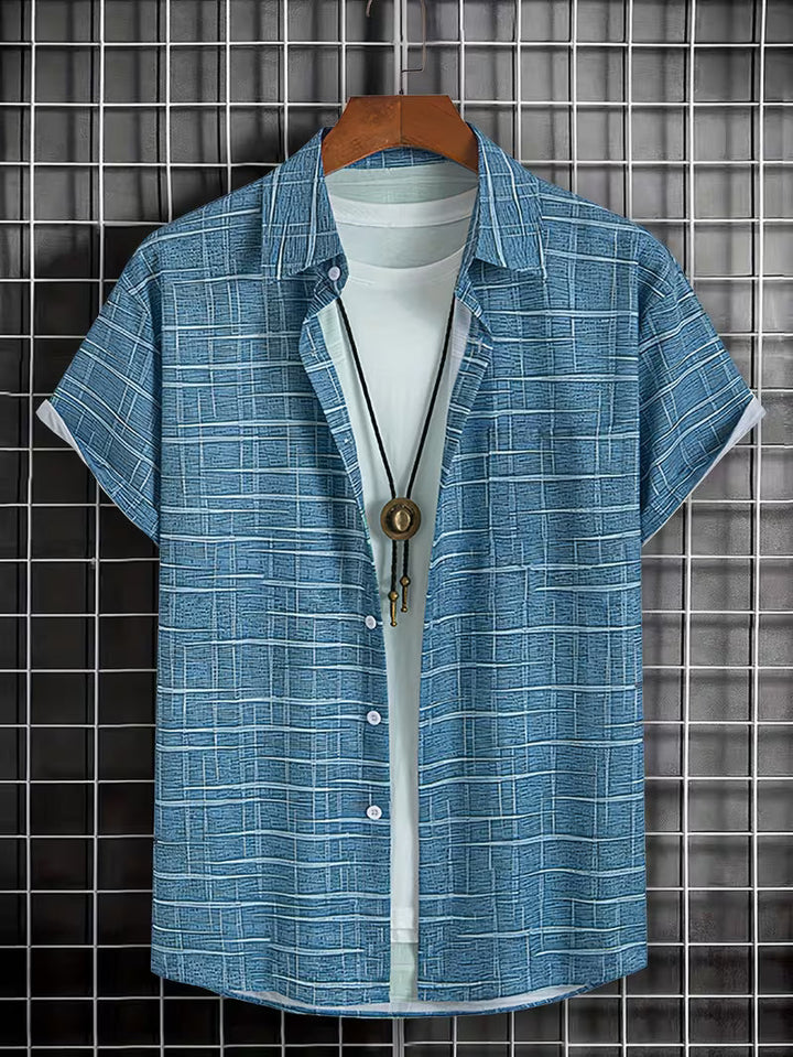 Jerrick - Koszula w Stylu Vintage z Geometrycznym Wzorem