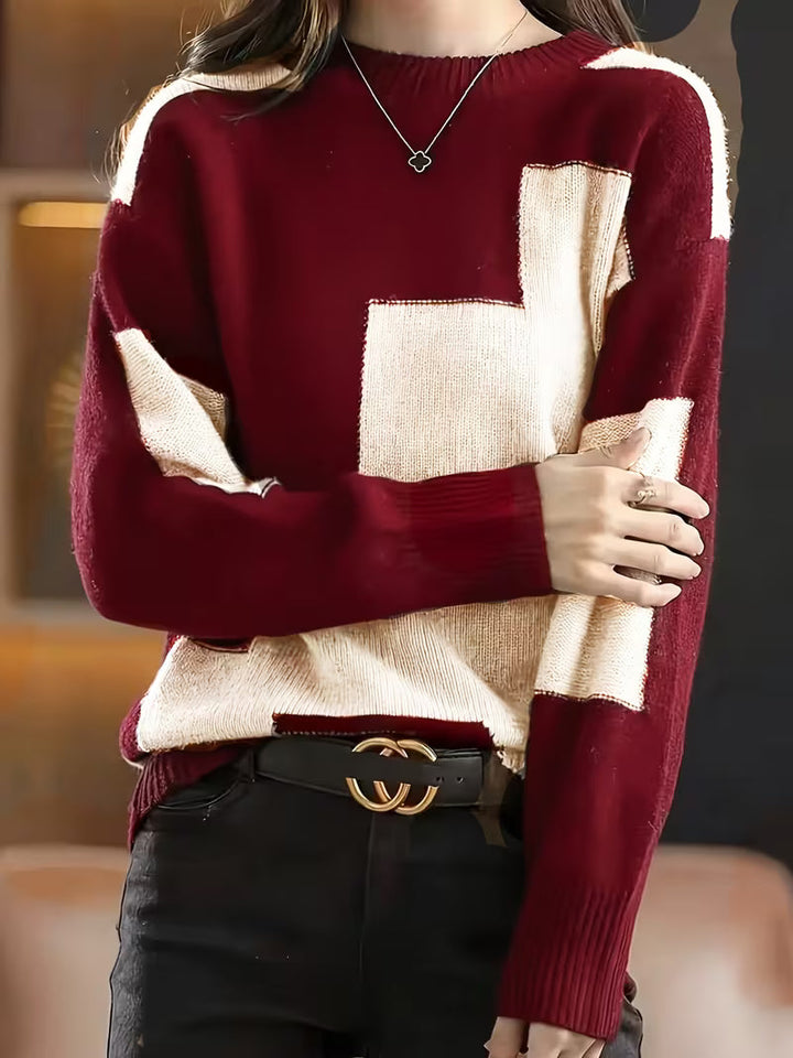 Marvelle – Sweter Z Długim Rękawem I Okrągłym Dekoltem W Stylu „Color Block”