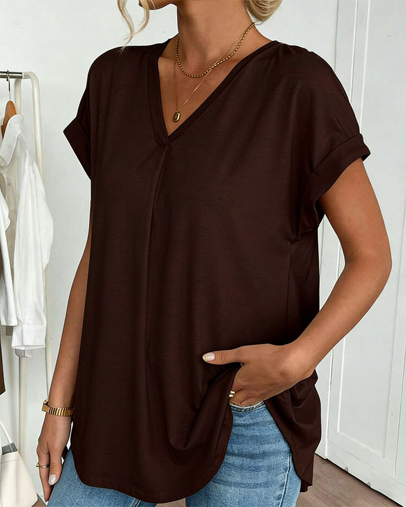 Liyanna – Koszulka z Krótkim Rękawem w Stylu Patchwork