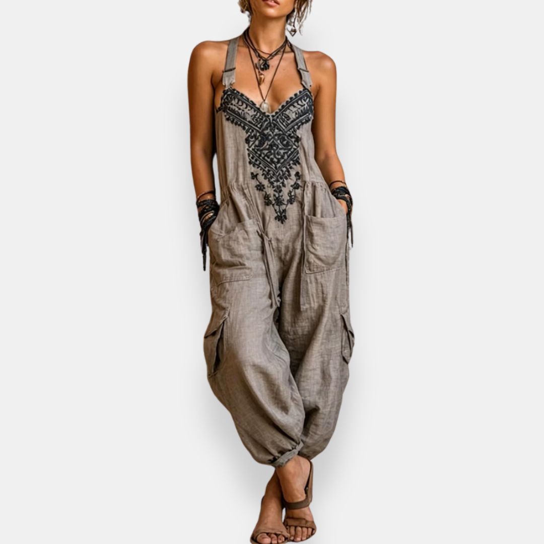 Lynzia – Haftowany Kombinezon w Stylu Bohemy