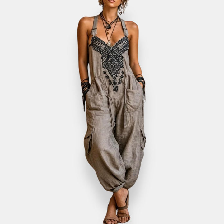 Lynzia – Haftowany Kombinezon w Stylu Bohemy