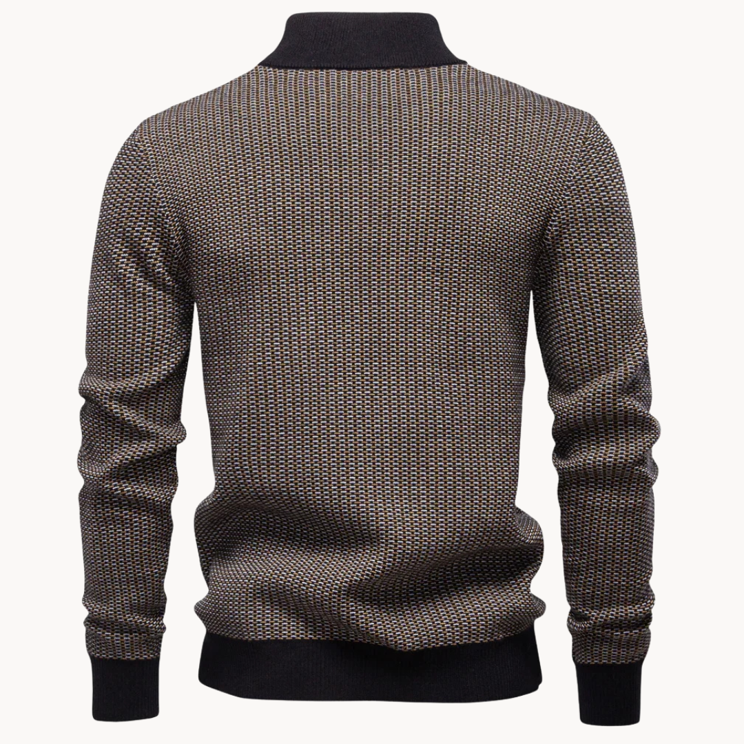 Limman – sweter z dzianiny żakardowej z półzamkiem