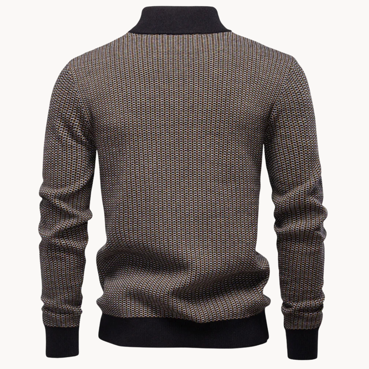 Limman – sweter z dzianiny żakardowej z półzamkiem