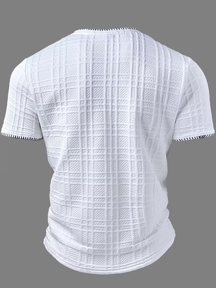 Layton – T-KoszulaTypu Henley z Krótkim Rękawem i Fakturą
