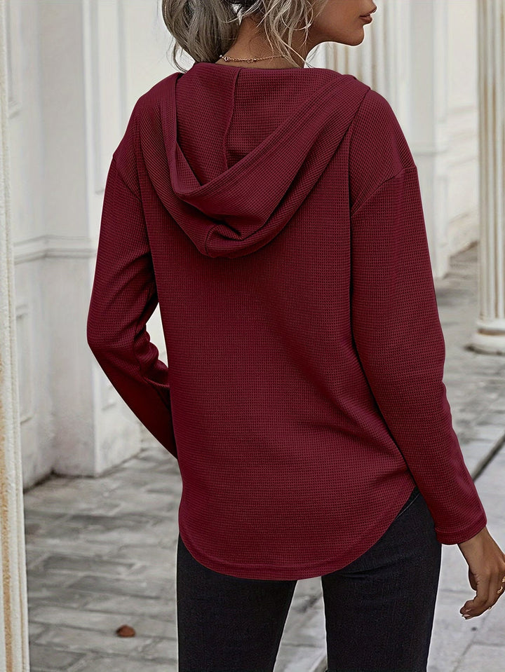 Seonie – Bluza Z Kapturem, Długim Rękawem I Dekoltem W Serek