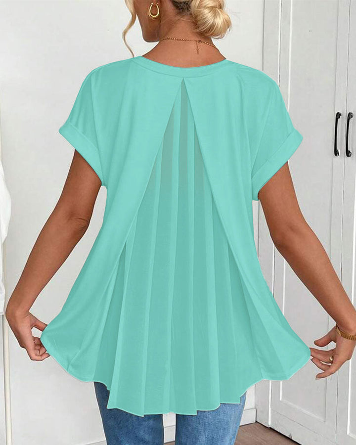 Liyanna – Koszulka z Krótkim Rękawem w Stylu Patchwork